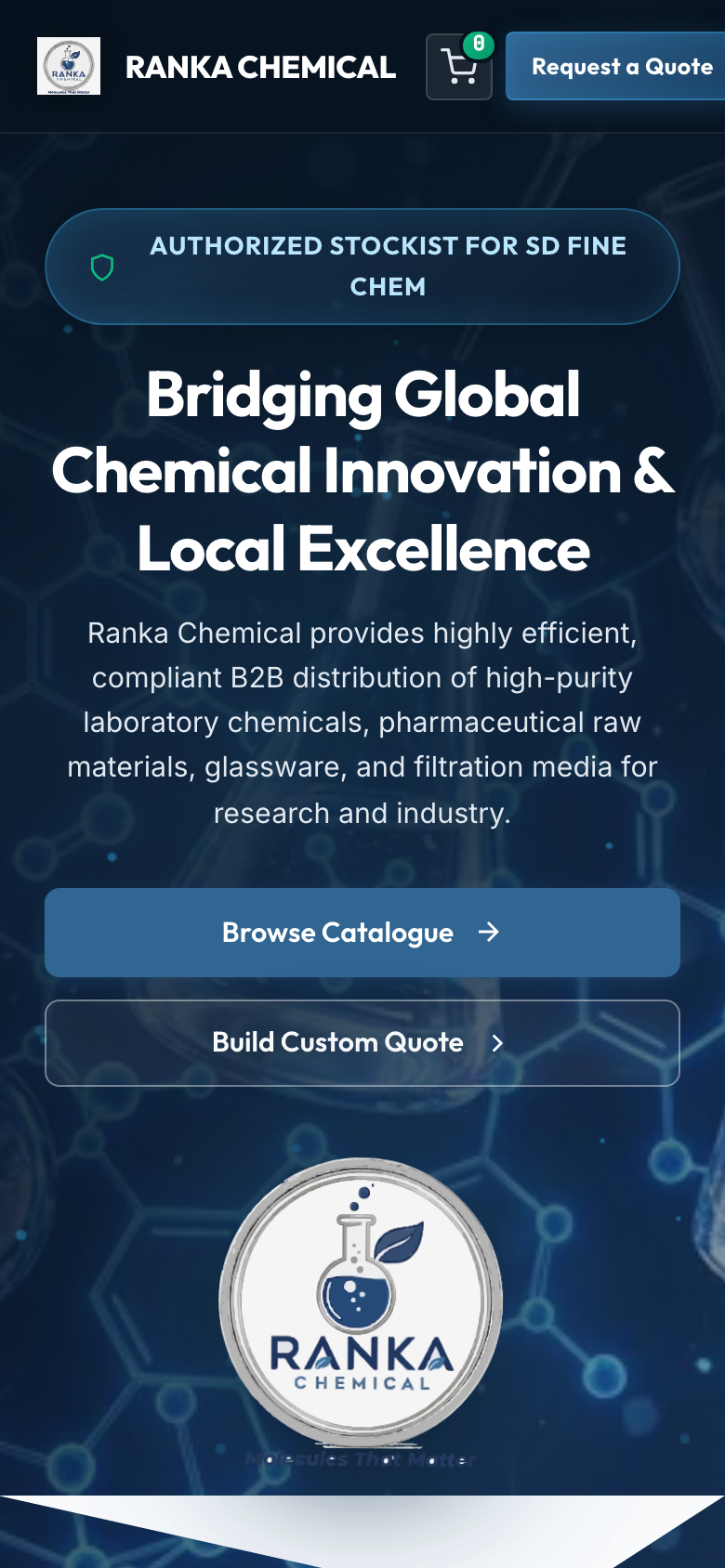 Ranka Chemical mobile website interface snapshot designed by Octagram